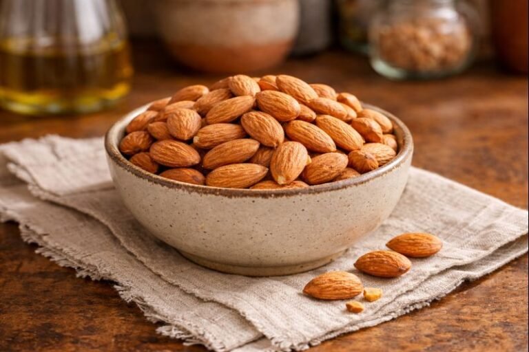 Mandorle biologiche siciliane sgusciate in ciotola: guida alla conservazione anti-rancido